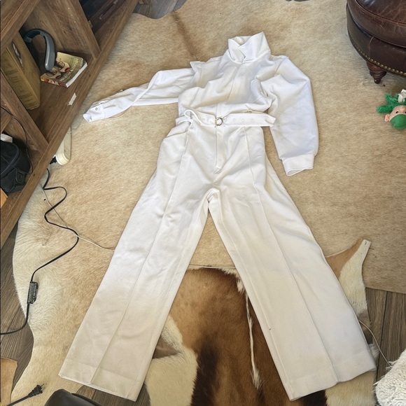 Vintage Levoys White Polyester Jumpsuit, Large - Picture 3 of 12